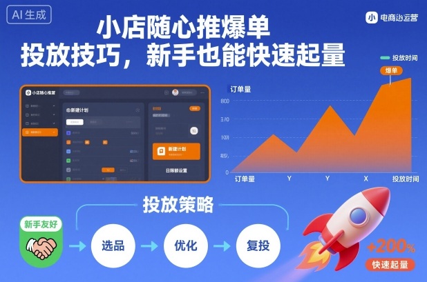 小店随心推爆单投放技巧，新手也能快速起量-瀚洪创业网