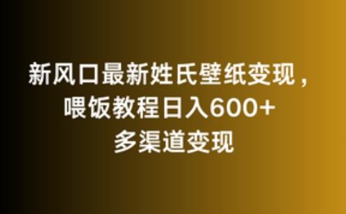 新风口最新姓氏壁纸变现，喂饭教程日入600+【揭秘】-瀚洪创业网