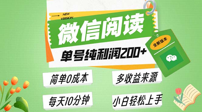 最新微信阅读6.0，每日5分钟，单号利润200+，可批量放大操作，简单0成本-瀚洪创业网
