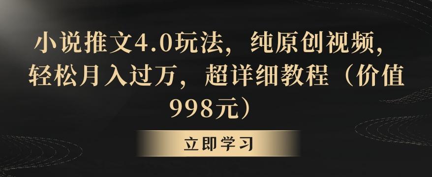 小说推文4.0玩法，纯原创视频，轻松月入过万，超详细教程(价值998元)【揭秘】-瀚洪创业网