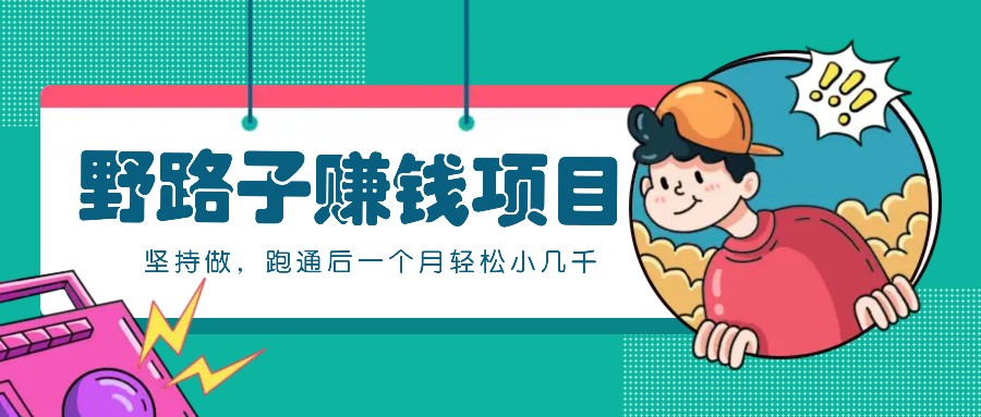 一个人就能操作的野路子赚钱项目，零成本零门槛坚持做，跑通后一个月小几千！-瀚洪创业网