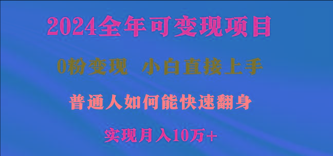 2024全年可变现项目，一天收益至少2000+，小白上手快，普通人就要利用互…-瀚洪创业网