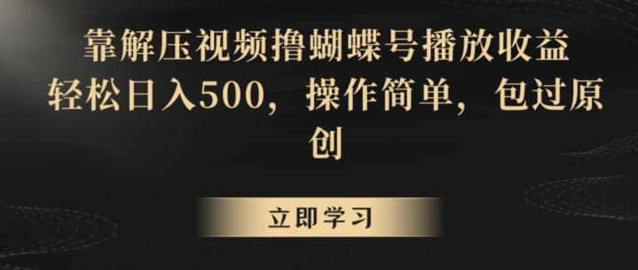 靠解压视频撸蝴蝶号播放收益，轻松日入500，操作简单，包过原创【揭秘】-瀚洪创业网