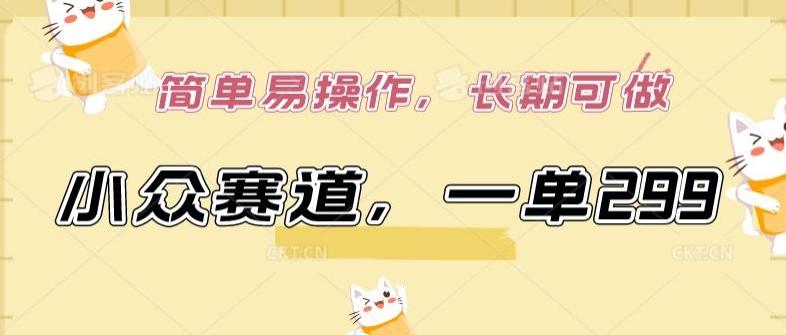 小众赛道，一单299.简单易操作，长期可做【揭秘】-瀚洪创业网