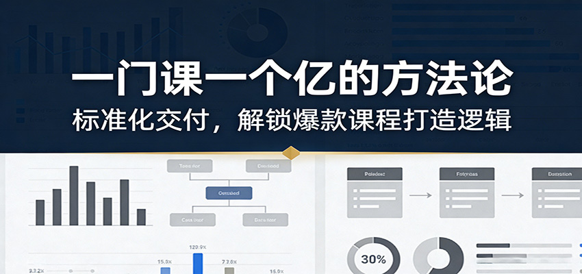 一门课一个亿的方法论：标准化交付，解锁爆款课程打造逻辑-瀚洪创业网