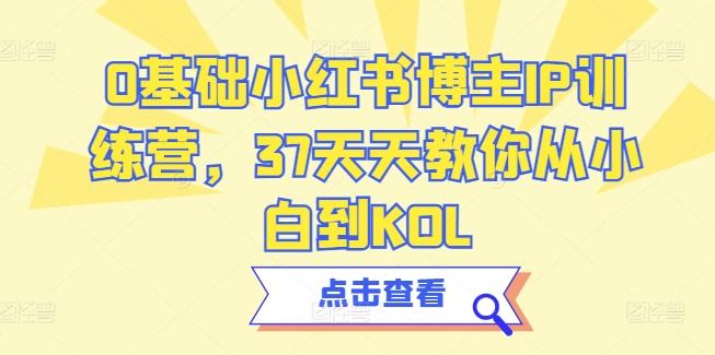 0基础小红书博主IP训练营，37天天教你从小白到KOL-瀚洪创业网