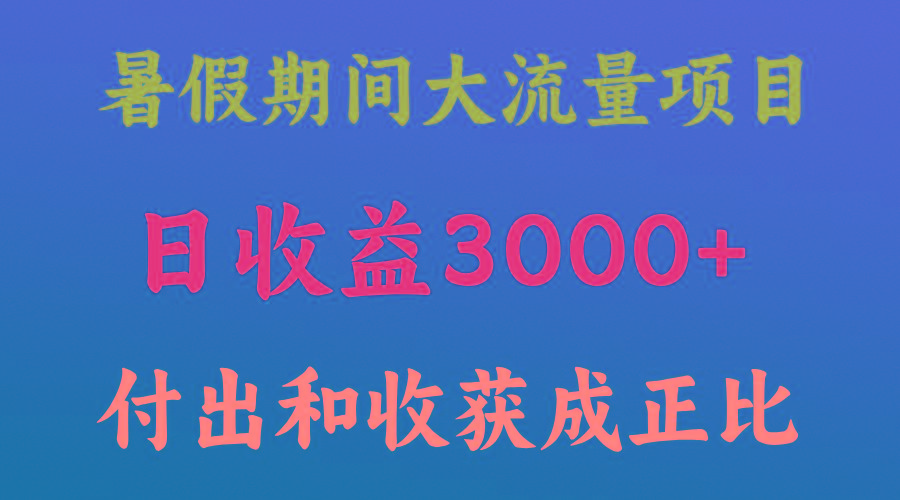 一天收益3000+，暑假期间， 这个项目才是真火-瀚洪创业网