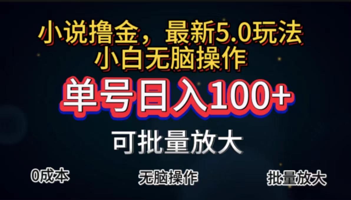 全自动小说撸金，单号日入100+小白轻松上手，无脑操作-瀚洪创业网
