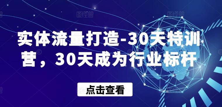实体流量打造-30天特训营，30天成为行业标杆-瀚洪创业网