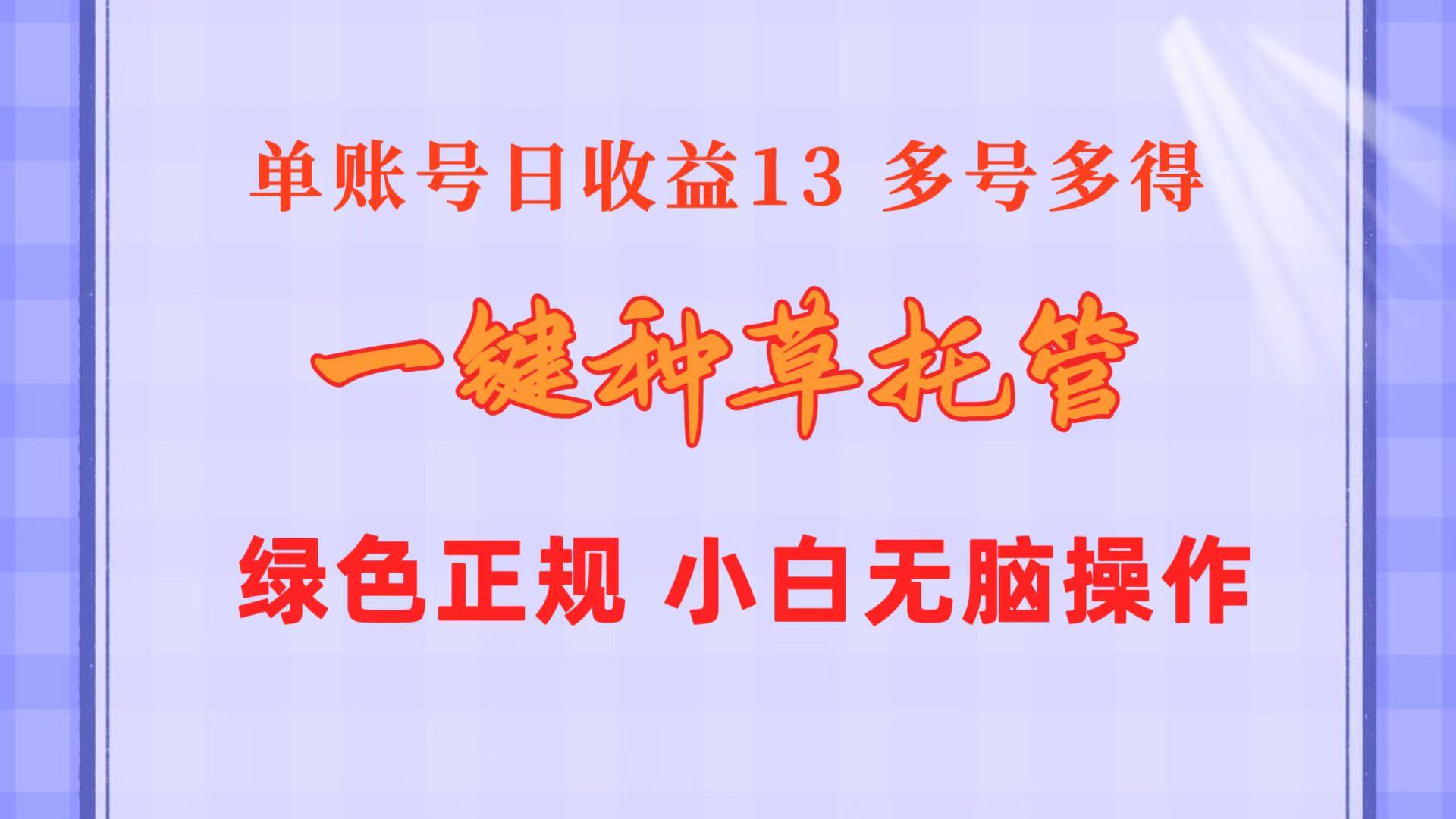 一键种草托管 单账号日收益13元  10个账号一天130  绿色稳定 可无限推广-瀚洪创业网