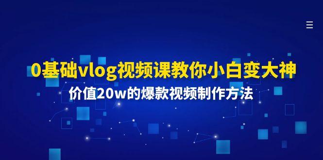 0基础vlog视频课教你小白变大神:价值20w的爆款视频制作方法-瀚洪创业网