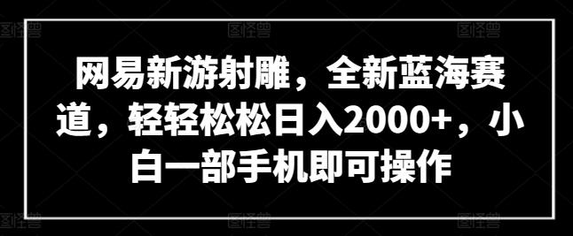 网易新游射雕，全新蓝海赛道，轻轻松松日入2000+，小白一部手机即可操作【揭秘】-瀚洪创业网