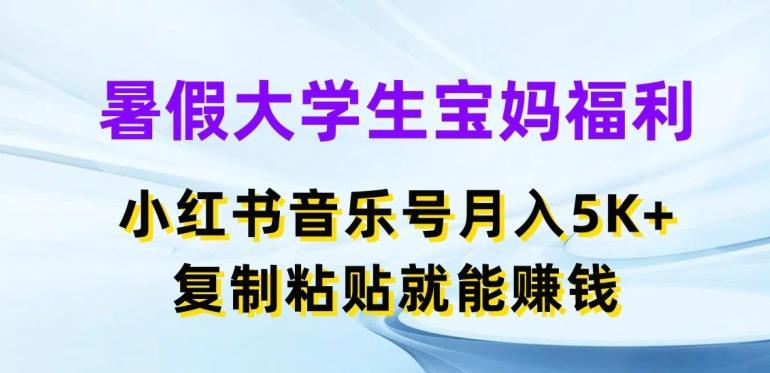 暑假大学生宝妈福利，小红书音乐号月入5000+，复制粘贴就能赚钱【揭秘】-瀚洪创业网