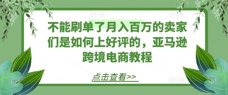 不能刷单了月入百万的卖家们是如何上好评的，亚马逊跨境电商教程-瀚洪创业网