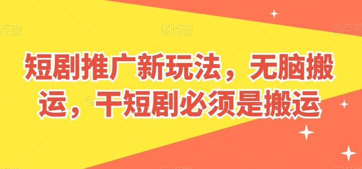 短剧推广新玩法，无脑搬运，干短剧必须是搬运【揭秘】-瀚洪创业网