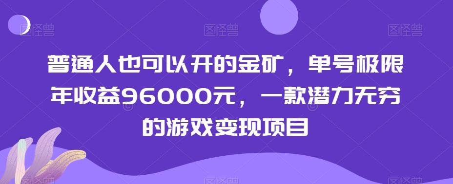普通人也可以开的金矿，单号极限年收益96000元，一款潜力无穷的游戏变现项目【揭秘】-瀚洪创业网