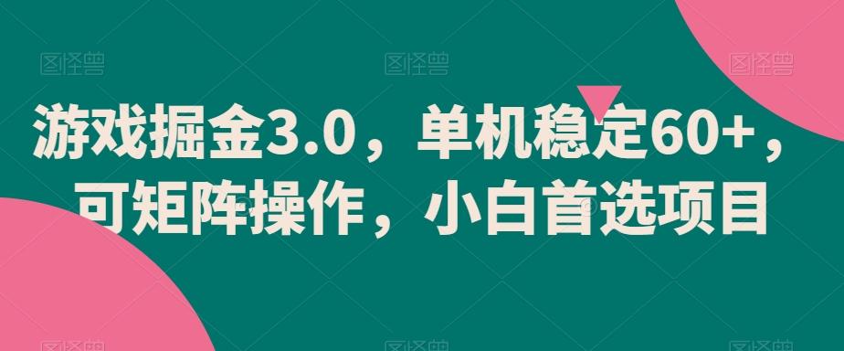 游戏掘金3.0，单机稳定60+，可矩阵操作，小白首选项目【揭秘】-瀚洪创业网