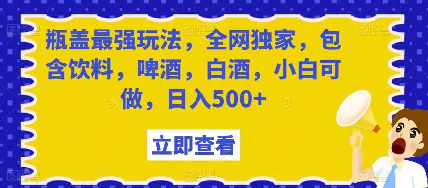 瓶盖最强玩法，全网独家，包含饮料，啤酒，白酒，小白可做，日入500+【揭秘】-瀚洪创业网