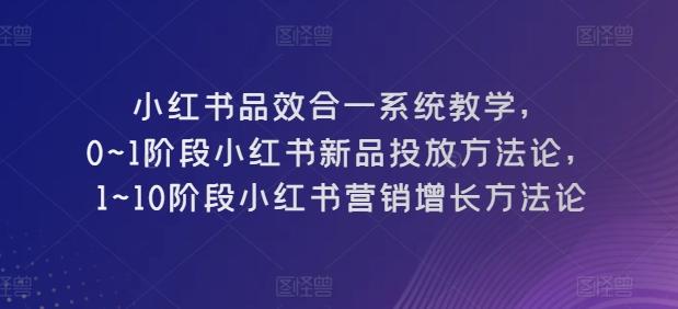 小红书品效合一系统教学，​0~1阶段小红书新品投放方法论，​1~10阶段小红书营销增长方法论-瀚洪创业网
