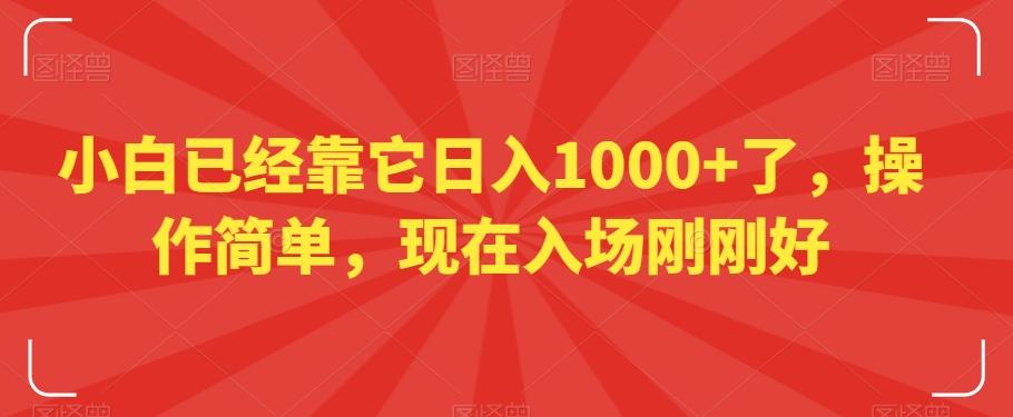 小白已经靠它日入1000+了，操作简单，现在入场刚刚好【揭秘】-瀚洪创业网