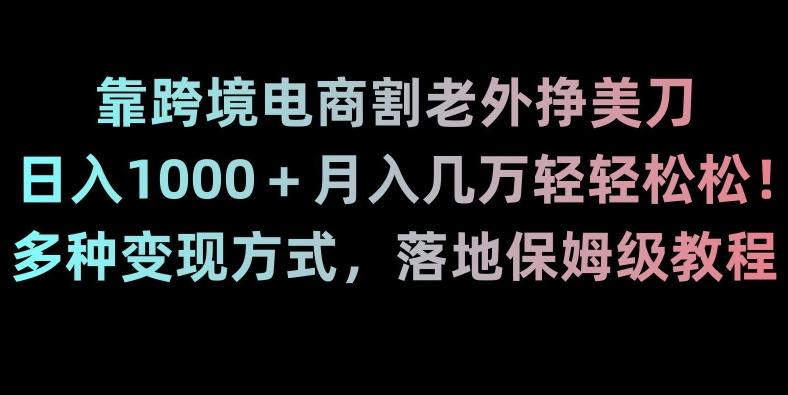 靠跨境电商割老外挣美刀，日入1000＋月入几万轻轻松松！多种变现方式，落地保姆级教程【揭秘】-瀚洪创业网
