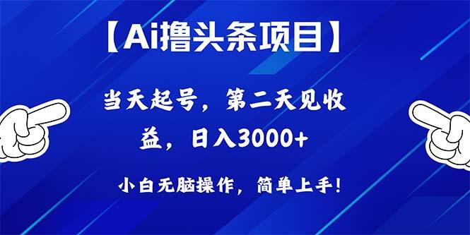 Ai撸头条，当天起号，第二天见收益，日入3000+-瀚洪创业网