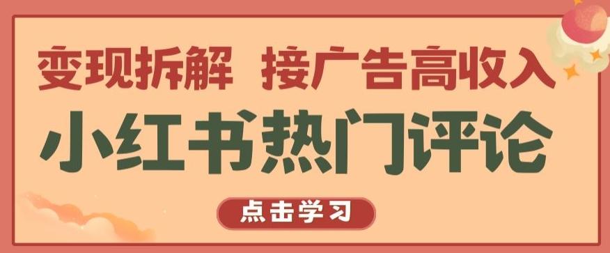 小红书热门评论，变现拆解，接广告高收入【揭秘 】-瀚洪创业网