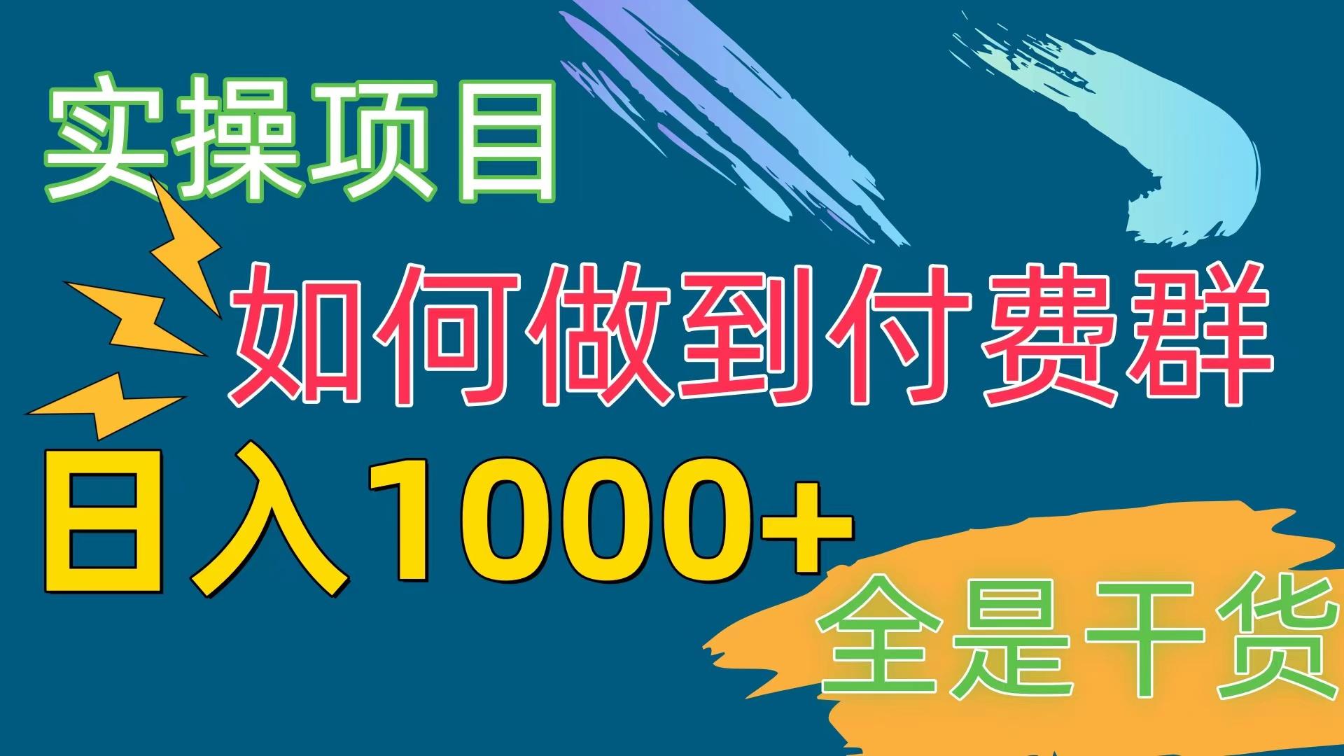 [实操项目]付费群赛道，日入1000+-瀚洪创业网