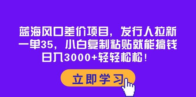 蓝海风口差价项目，发行人拉新，一单35，小白复制粘贴就能搞钱！日入30…-瀚洪创业网