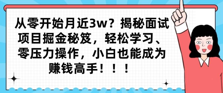 从零开始月近3w？揭秘面试项目掘金秘笈，轻松学习、零压力操作，小白也能成为赚钱高手-瀚洪创业网