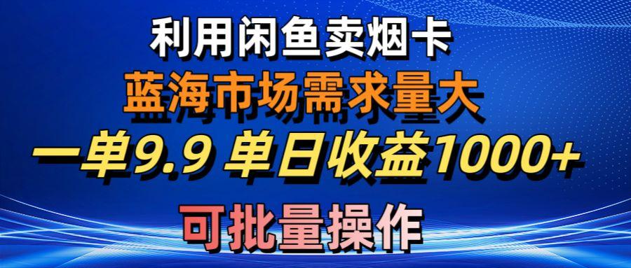 利用咸鱼卖烟卡，蓝海市场需求量大，一单9.9单日收益1000+，可批量操作-瀚洪创业网