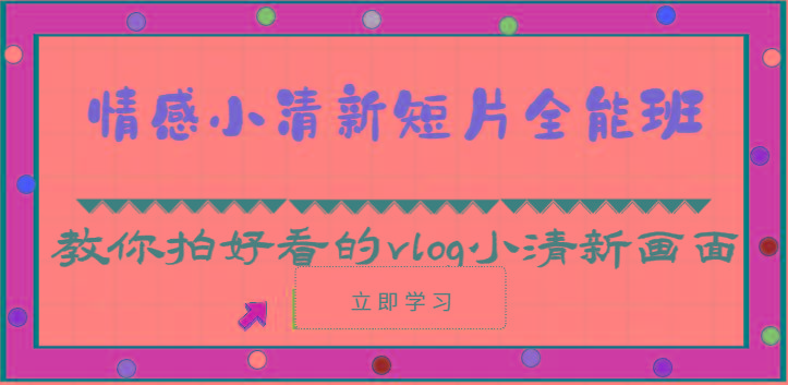 情感小清新短片全能班-教你拍好看的vlog小清新画面(30节课)-瀚洪创业网