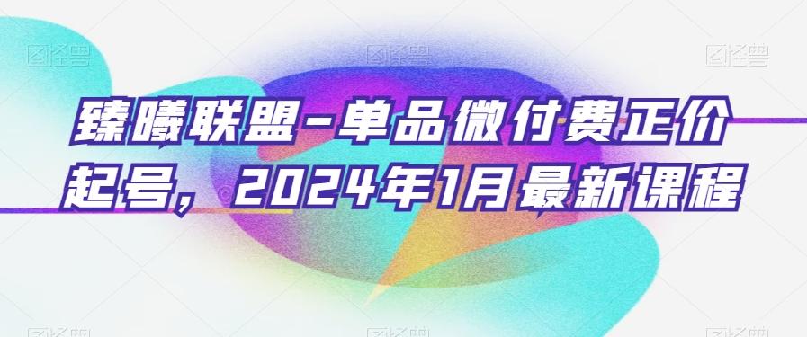 臻曦联盟-单品微付费正价起号，2024年1月最新课程-瀚洪创业网