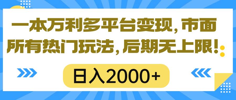 一本万利多平台变现，市面所有热门玩法，日入2000+，后期无上限！-瀚洪创业网