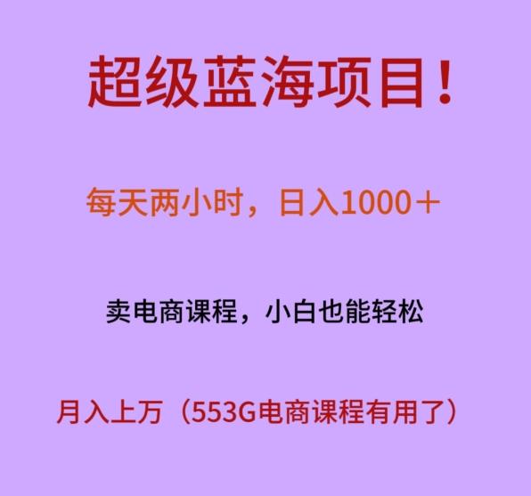 超级蓝海项目！每天两小时，日入‌1000＋，卖电商课程，小白也能轻‌松，月入上万-瀚洪创业网