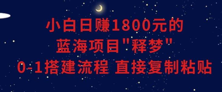 小白能日赚1800元的蓝海项目”释梦”0-1搭建流程可直接复制粘贴长期做【揭秘】-瀚洪创业网