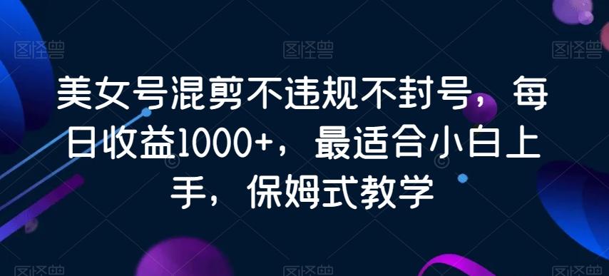 美女号混剪不违规不封号，每日收益1000+，最适合小白上手，保姆式教学-瀚洪创业网