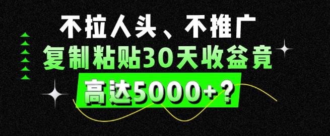 不拉人头、不推广，复制粘贴30天收益竟高达5000+？-瀚洪创业网
