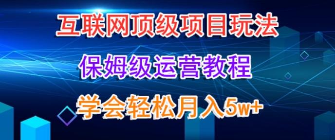 互联网顶级项目玩法，保姆级运营教程，学完轻松月入5万-瀚洪创业网