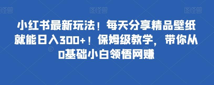 小红书最新玩法！每天分享精品壁纸就能日入300+！保姆级教学，带你从0基础小白领悟网赚-瀚洪创业网
