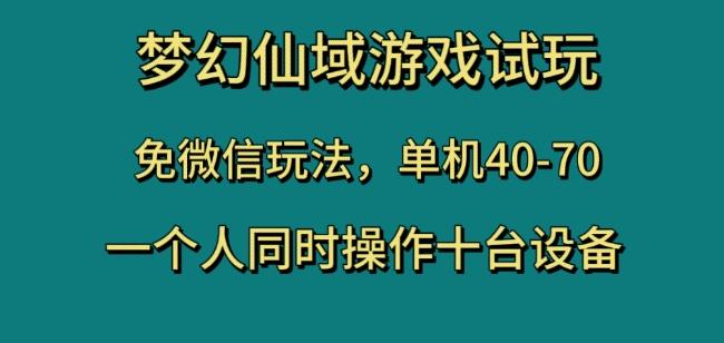 梦幻仙域游戏试玩，免微信玩法，单机40-70，一个人同时操作十台设备【揭秘】-瀚洪创业网