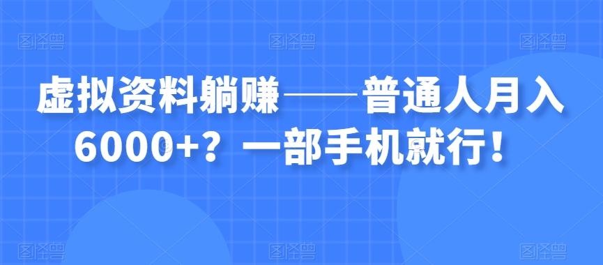 虚拟资料躺赚——普通人月入6000+？一部手机就行！-瀚洪创业网