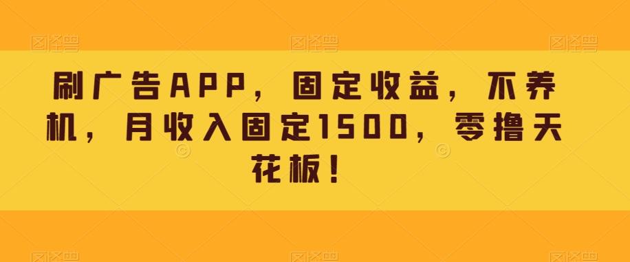 刷广告APP，固定收益，不养机，月收入固定1500，零撸天花板！-瀚洪创业网