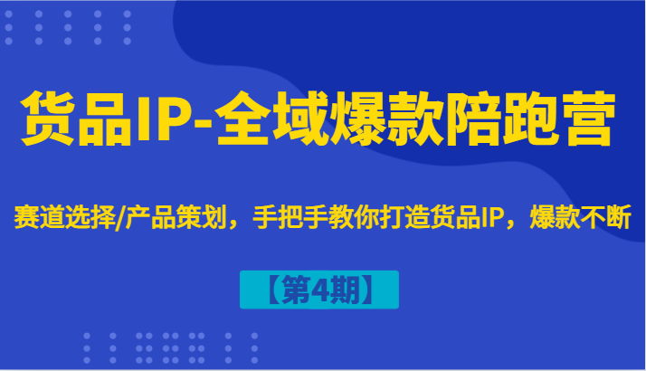 货品IP-全域爆款陪跑营【第4期】赛道选择/产品策划，手把手教你打造货品IP，爆款不断-瀚洪创业网