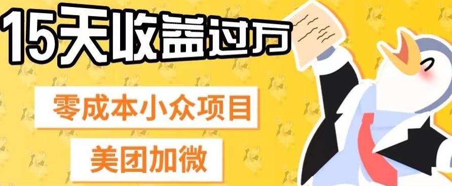 零成本小众项目，美团加微，一单4.5+，15天已经有人赚上万收益-瀚洪创业网