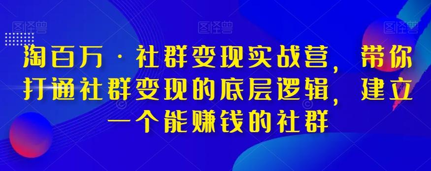 淘百万·社群变现实战营，带你打通社群变现的底层逻辑，建立一个能赚钱的社群-瀚洪创业网