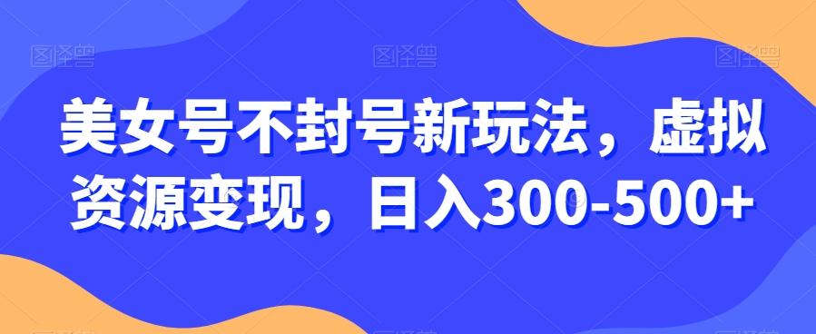 美女号不封号新玩法，虚拟资源变现，日入300-500+-瀚洪创业网