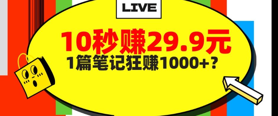 她，靠1个软件，10秒赚29.9元，1篇笔记狂赚1000+？-瀚洪创业网
