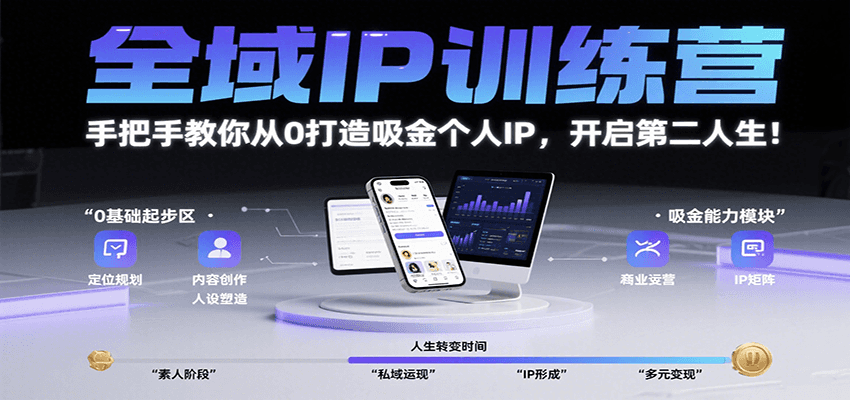 全域IP训练营，手把手教你从0打造吸金个人IP，开启第二人生！-瀚洪创业网