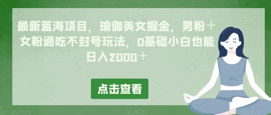 最新蓝海项目，瑜伽美女掘金，男粉＋女粉通吃不封号玩法，0基础小白也能日入2000＋-瀚洪创业网